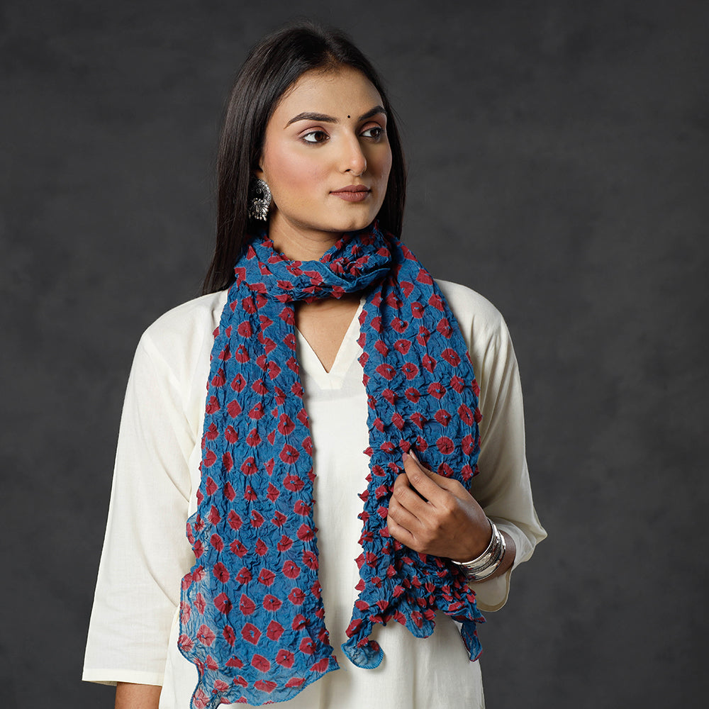 Blue - Kutch Tie-Dye Cotton Bandhani Stole 03