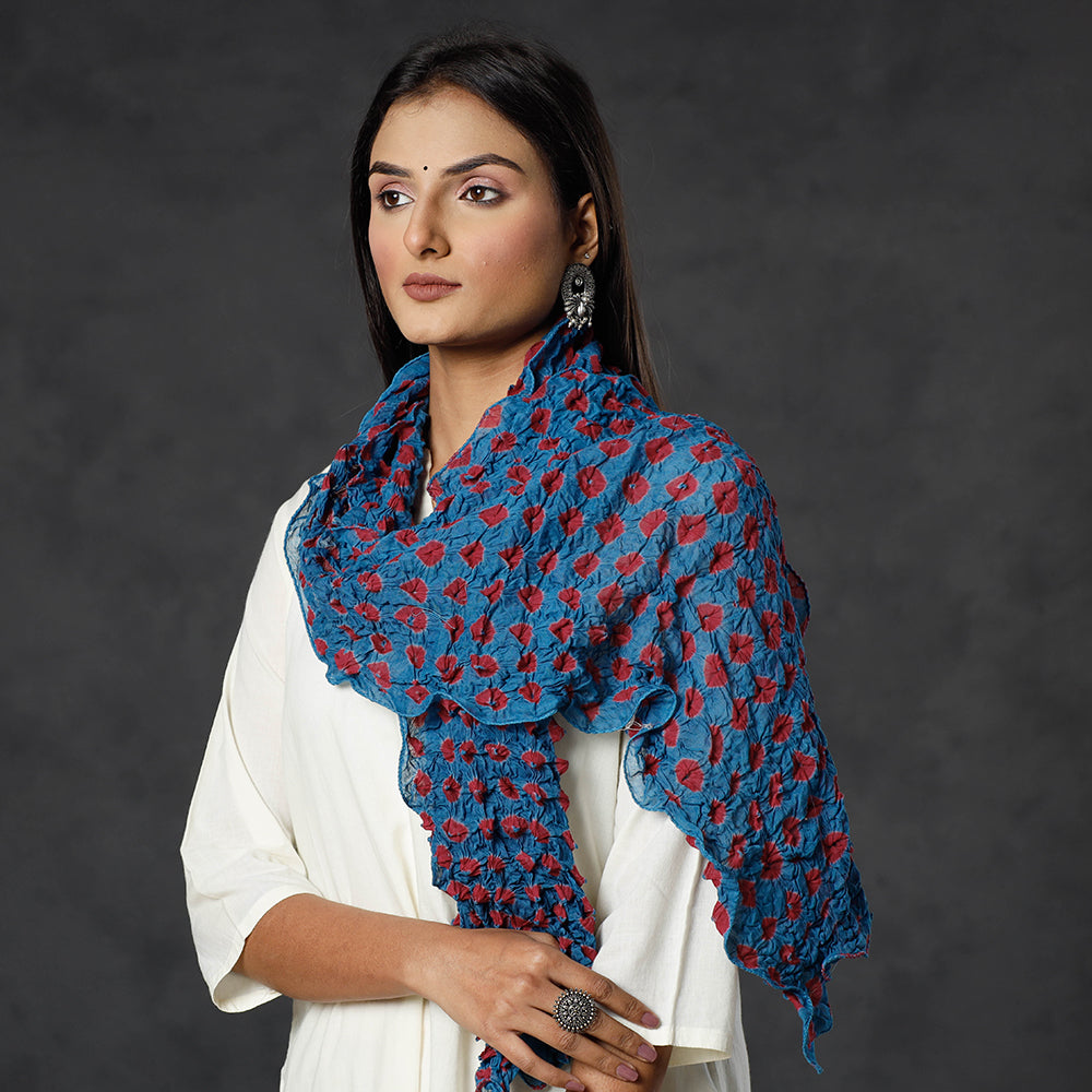 Blue - Kutch Tie-Dye Cotton Bandhani Stole 03