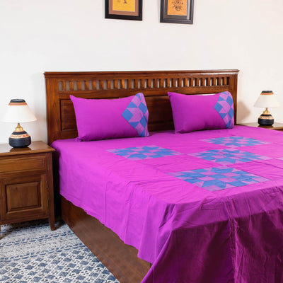 Pink - Jhiri Pure Handloom Cotton Double Bedcover (100 x 90 in)