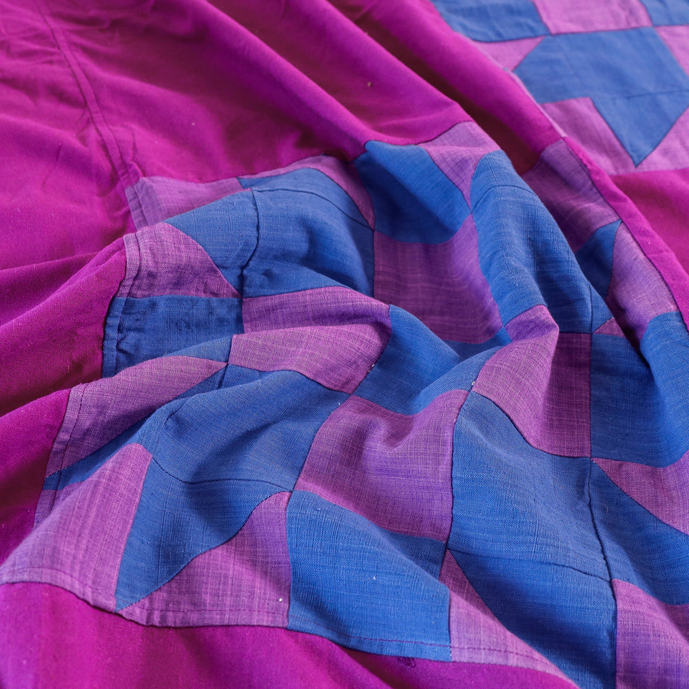 Pink - Jhiri Pure Handloom Cotton Double Bedcover (100 x 90 in)