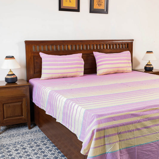 Pink - Jhiri Pure Handloom Cotton Double Bedcover (108 x 90 in)
