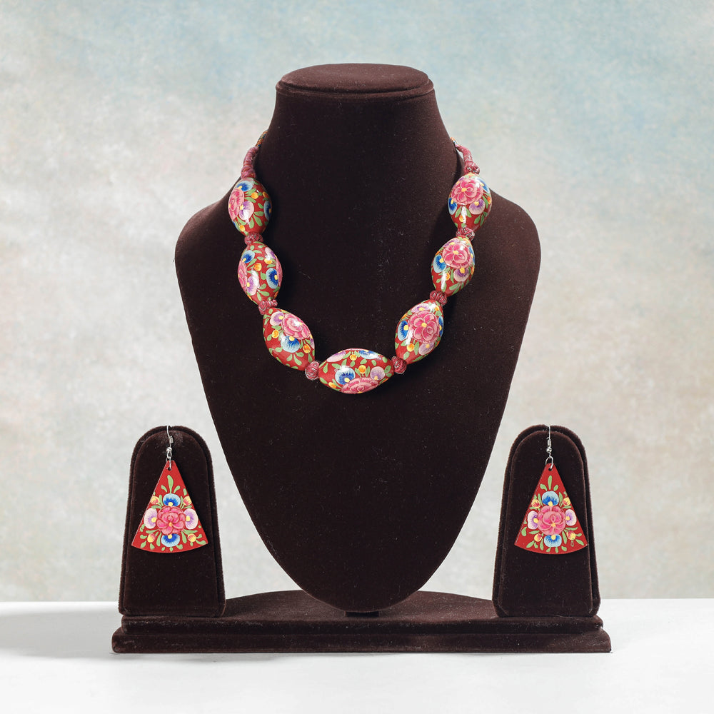 handpainted wooden necklace set