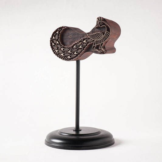 Hand-carved Sheesham Wood Block with Stand by Tahir