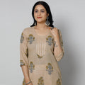 Buy iTokri Casuals - Sanganeri Hand Block Print Cotton White Long Kurta Online at iTokri.com