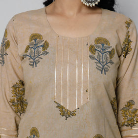 Buy iTokri Casuals - Sanganeri Hand Block Print Cotton White Long Kurta Online at iTokri.com
