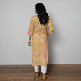 Buy iTokri Casuals - Sanganeri Hand Block Print Cotton White Long Kurta Online at iTokri.com