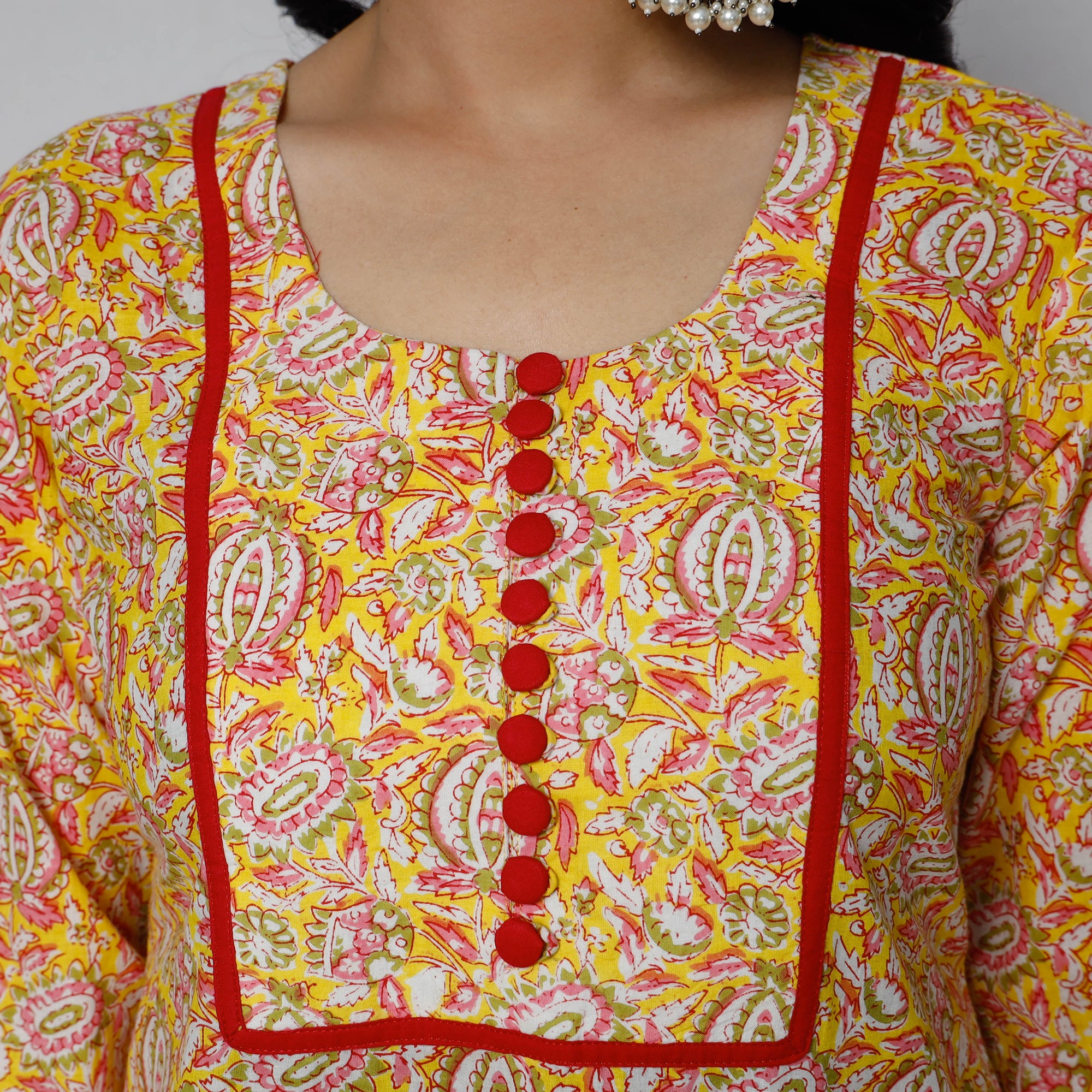 Buy iTokri Casuals - Sanganeri Hand Block Print Cotton White Long Kurta Online at iTokri.com