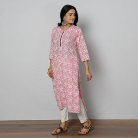 Buy Sanganeri Hand Block Printed Cotton Long Kurta Online at iTokri.com