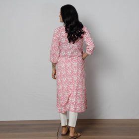 Buy Sanganeri Hand Block Printed Cotton Long Kurta Online at iTokri.com