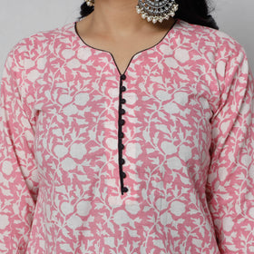 Buy Sanganeri Hand Block Printed Cotton Long Kurta Online at iTokri.com