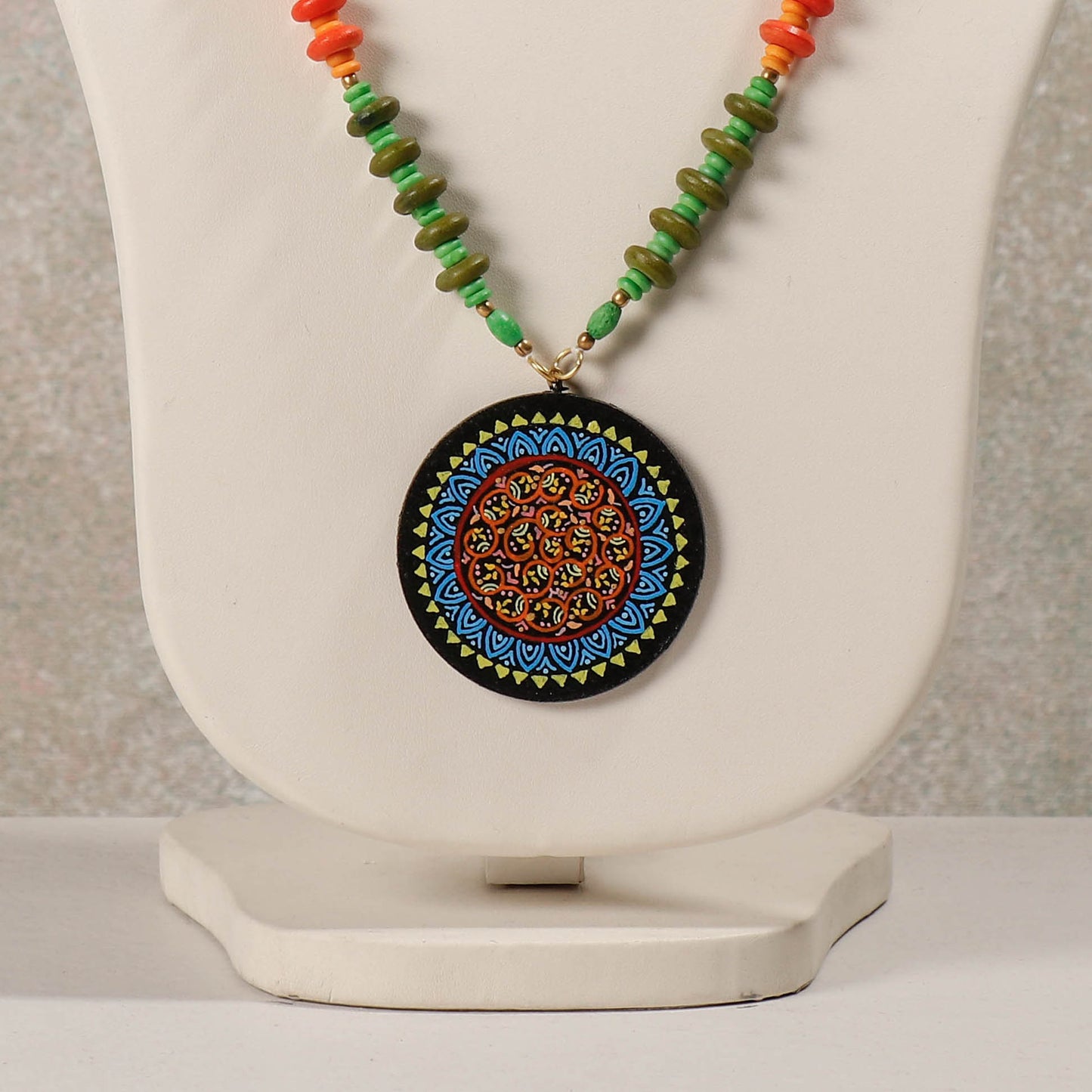 Miniature Handpainted Wooden Necklace With Beads