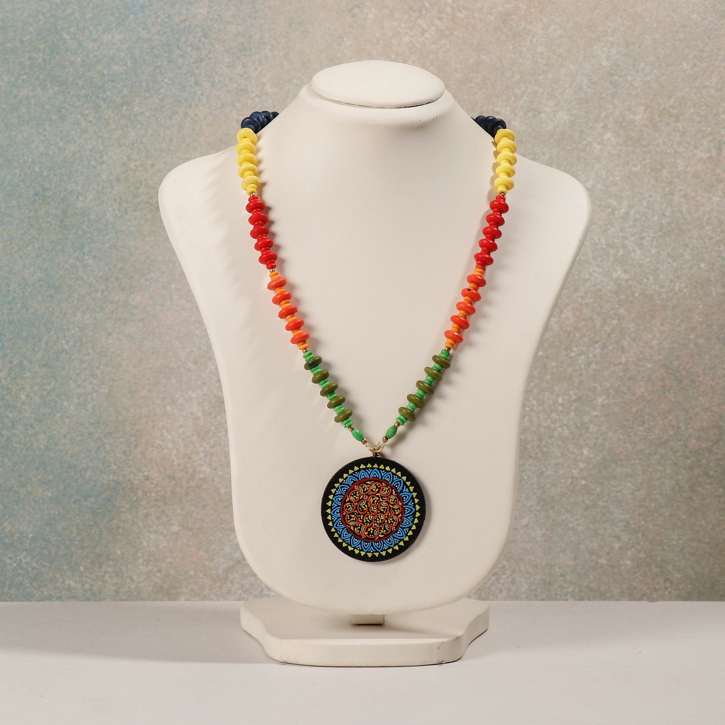 Miniature Handpainted Wooden Necklace With Beads