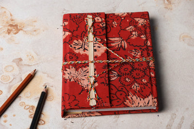 Fabric Cover Handmade Paper Notebook with Thread Lock