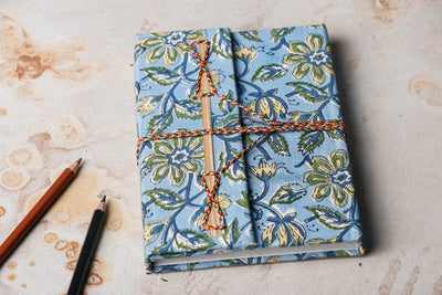 Fabric Cover Handmade Paper Notebook with Thread Lock