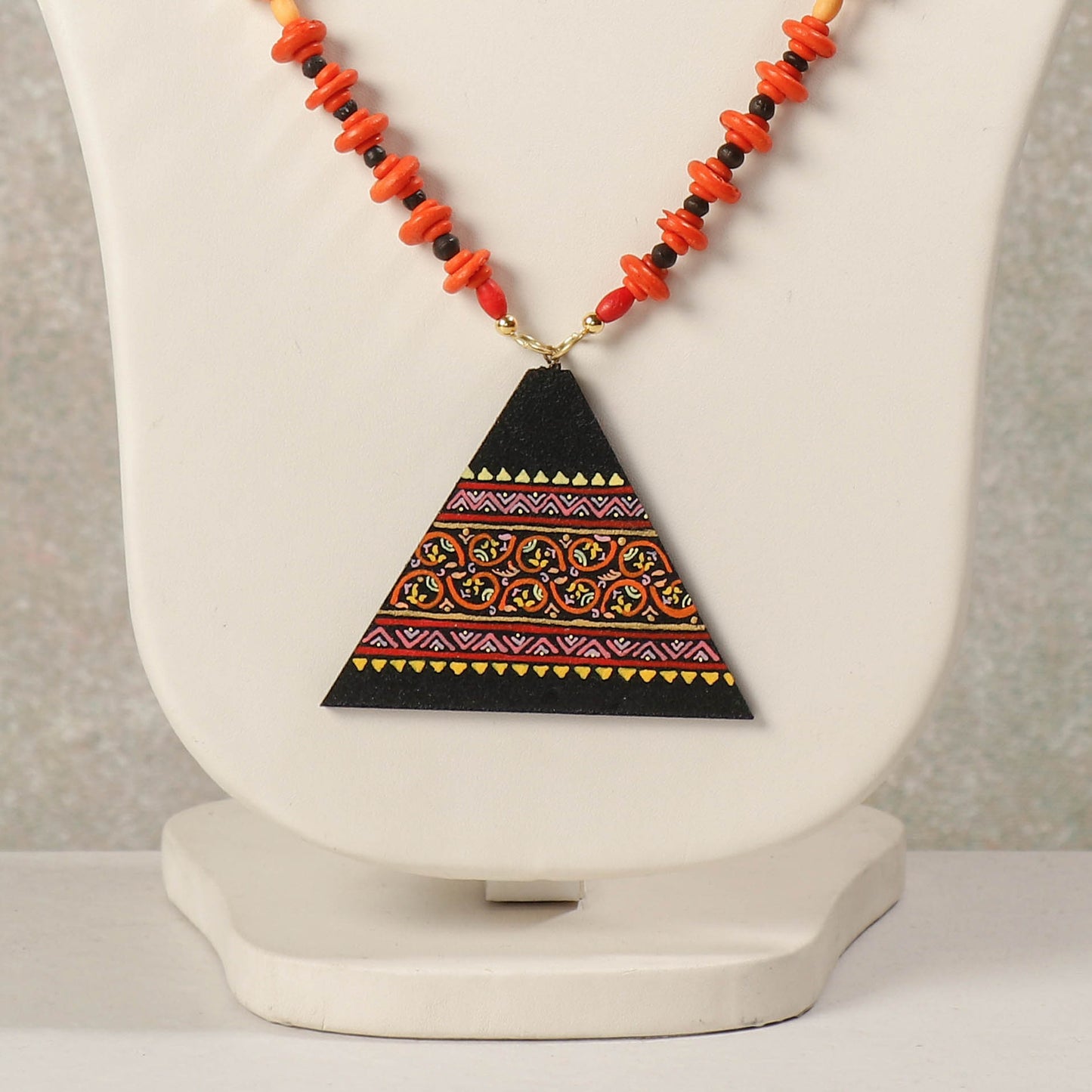 Miniature Handpainted Wooden Necklace With Beads