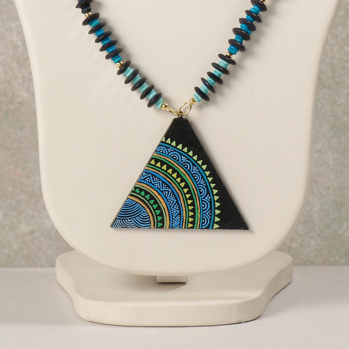 Miniature Handpainted Wooden Necklace With Beads