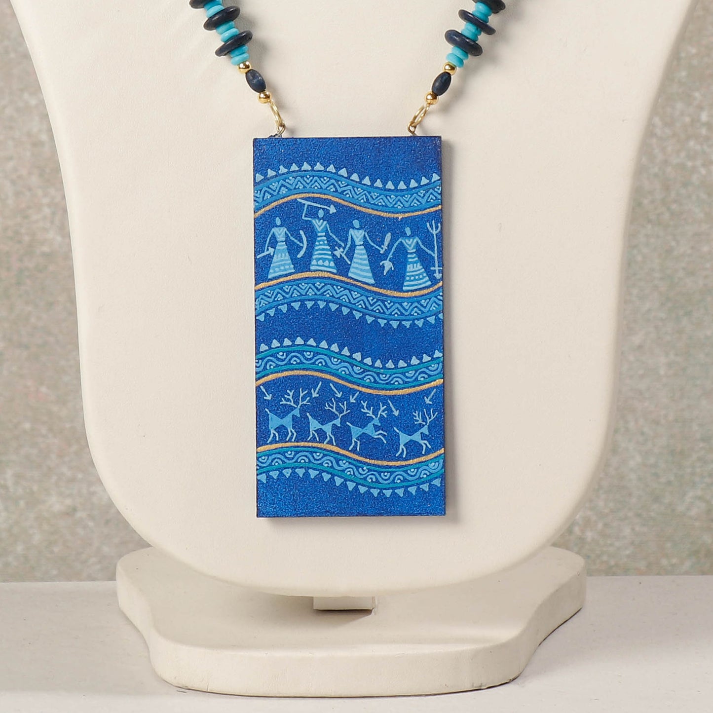 Miniature Handpainted Wooden Necklace With Beads