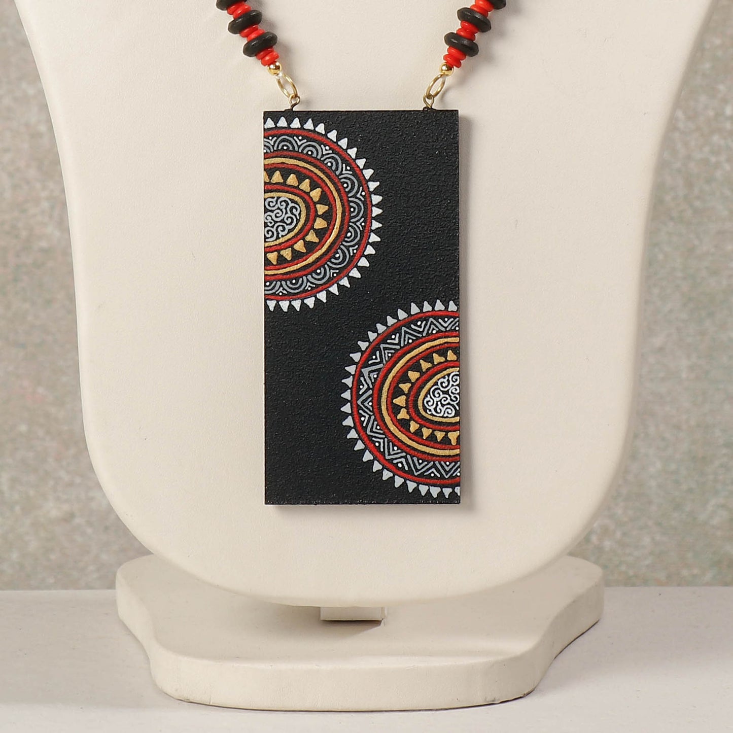 Miniature Handpainted Wooden Necklace With Beads