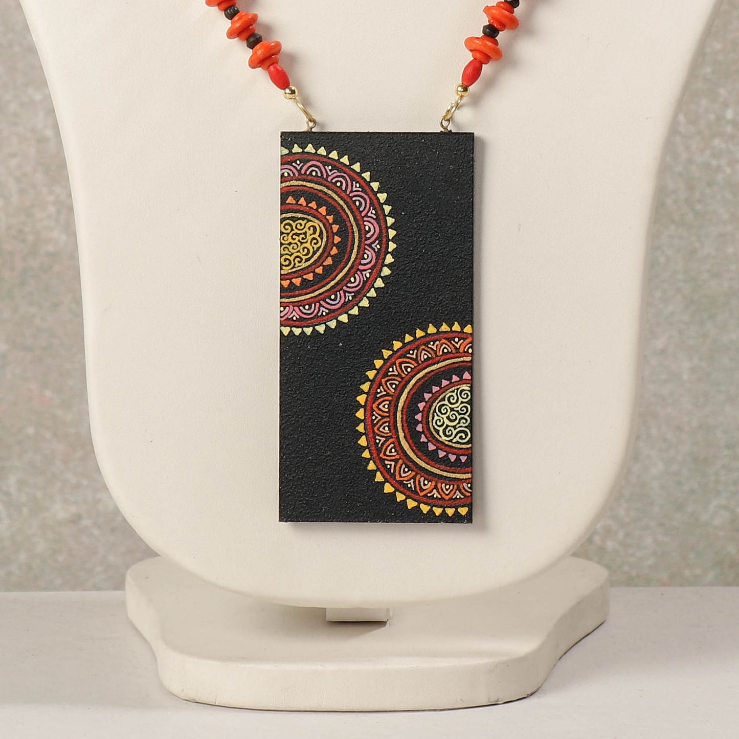 Miniature Handpainted Wooden Necklace With Beads