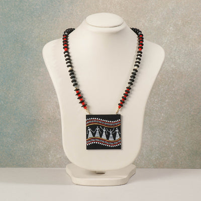 Miniature Handpainted Wooden Necklace With Beads