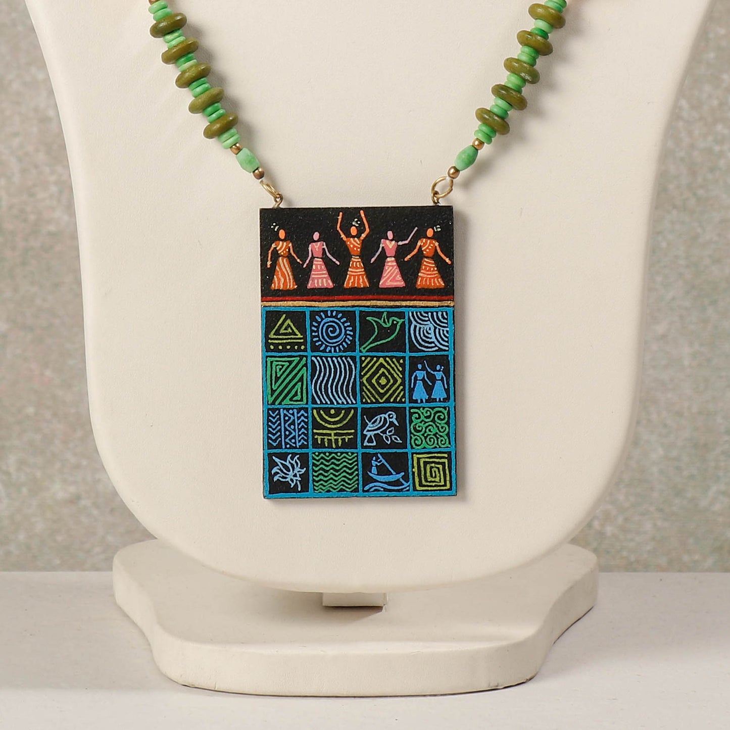 Miniature Handpainted Wooden Necklace With Beads