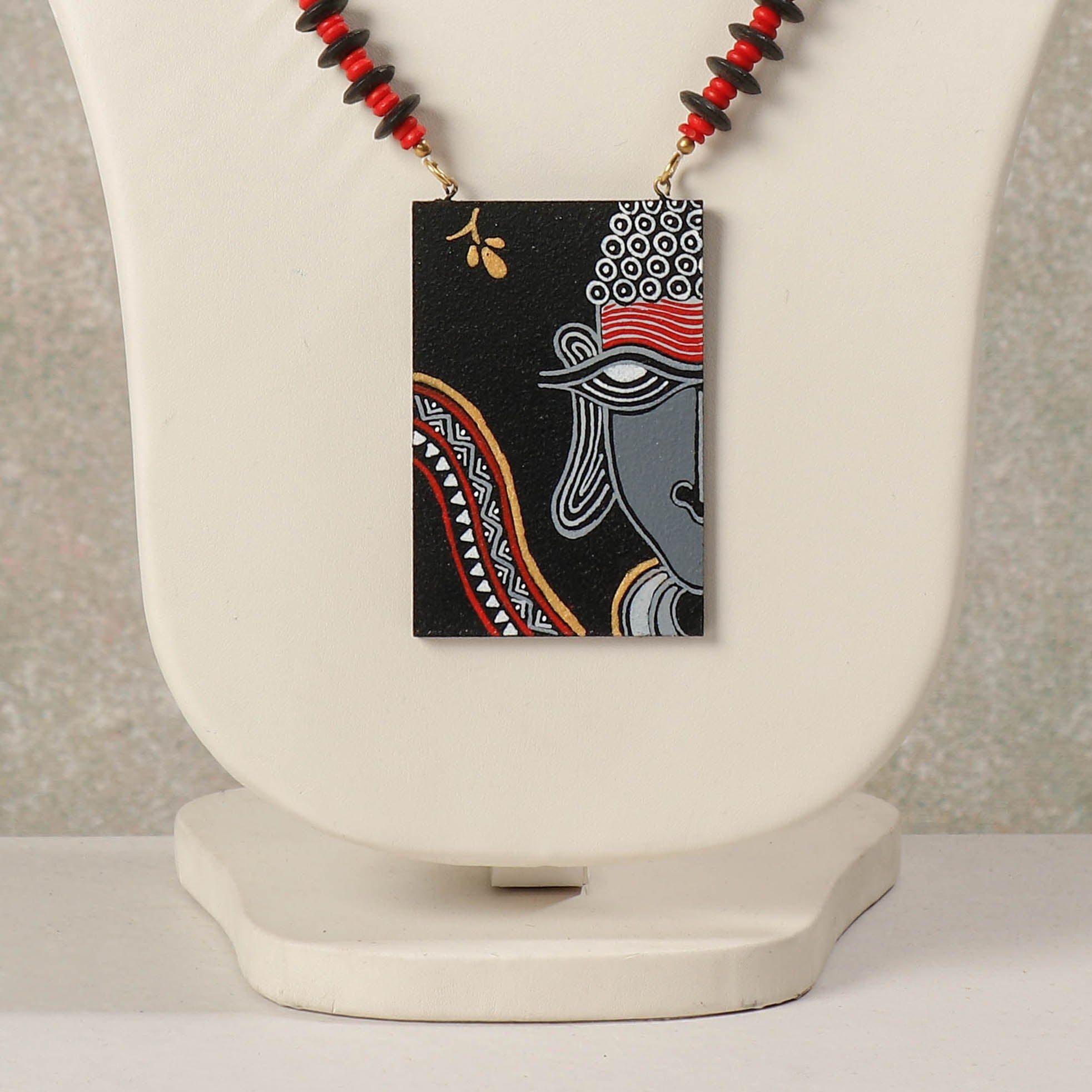 Miniature Handpainted Wooden Necklace With Beads