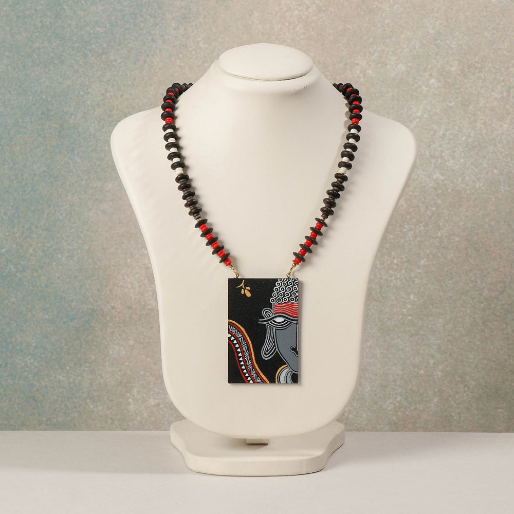 Miniature Handpainted Wooden Necklace With Beads