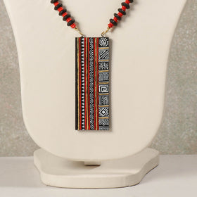 Miniature Hand-painted Wooden Red Necklace With Beads
