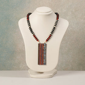 Miniature Hand-painted Wooden Red Necklace With Beads