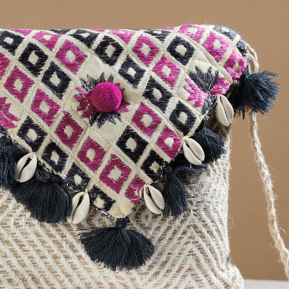 Beige - Phulkari Hand Embroidered Jute Sling Bag