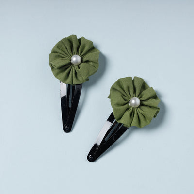 Gulmohar Flower Handmade Tik-Tak Hair Clip (set of 2)