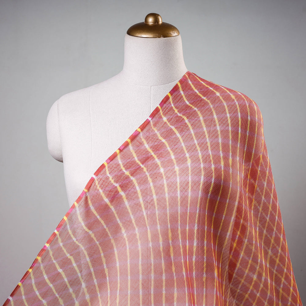 Red - Leheriya Tie-Dye Kota Doria Cotton Fabric