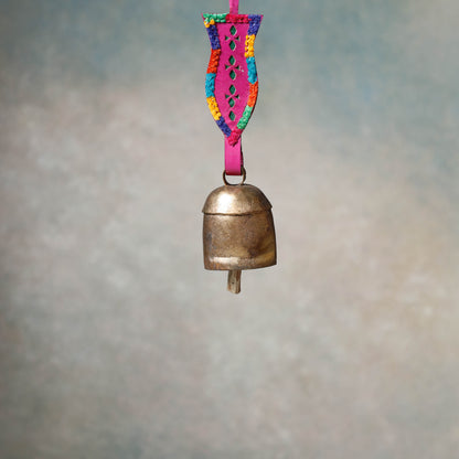 Kutch Copper Coated Bell With Leather Belt - Fish