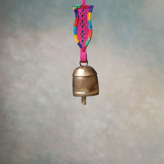 Kutch Copper Coated Bell With Leather Belt - Fish