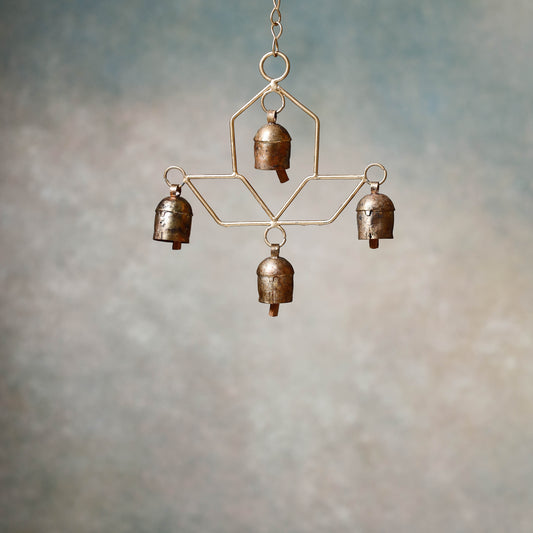 Kutch Copper Coated 4 Bell Gulab Chimes
