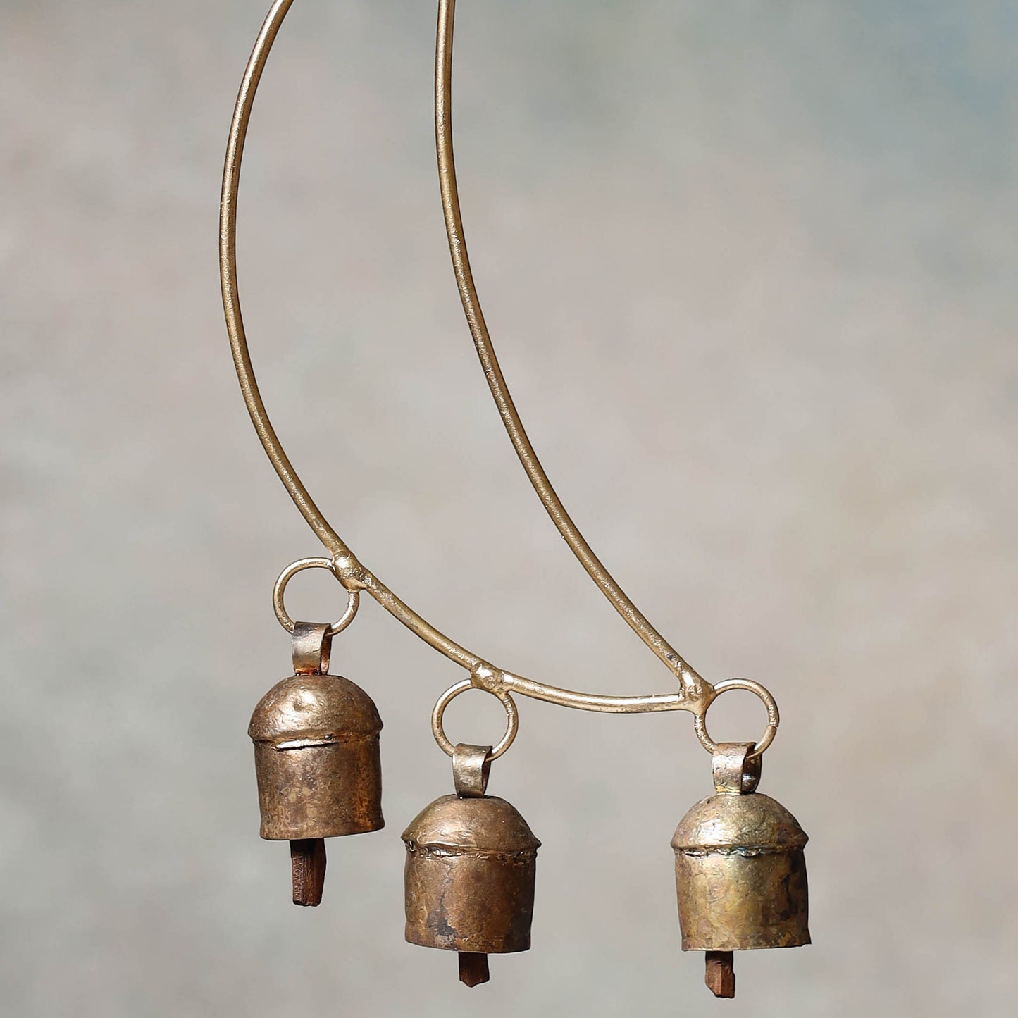 Kutch Copper Coated 3 Bell Small Moon Chimes