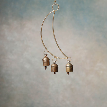 Kutch Copper Coated 3 Bell Small Moon Chimes