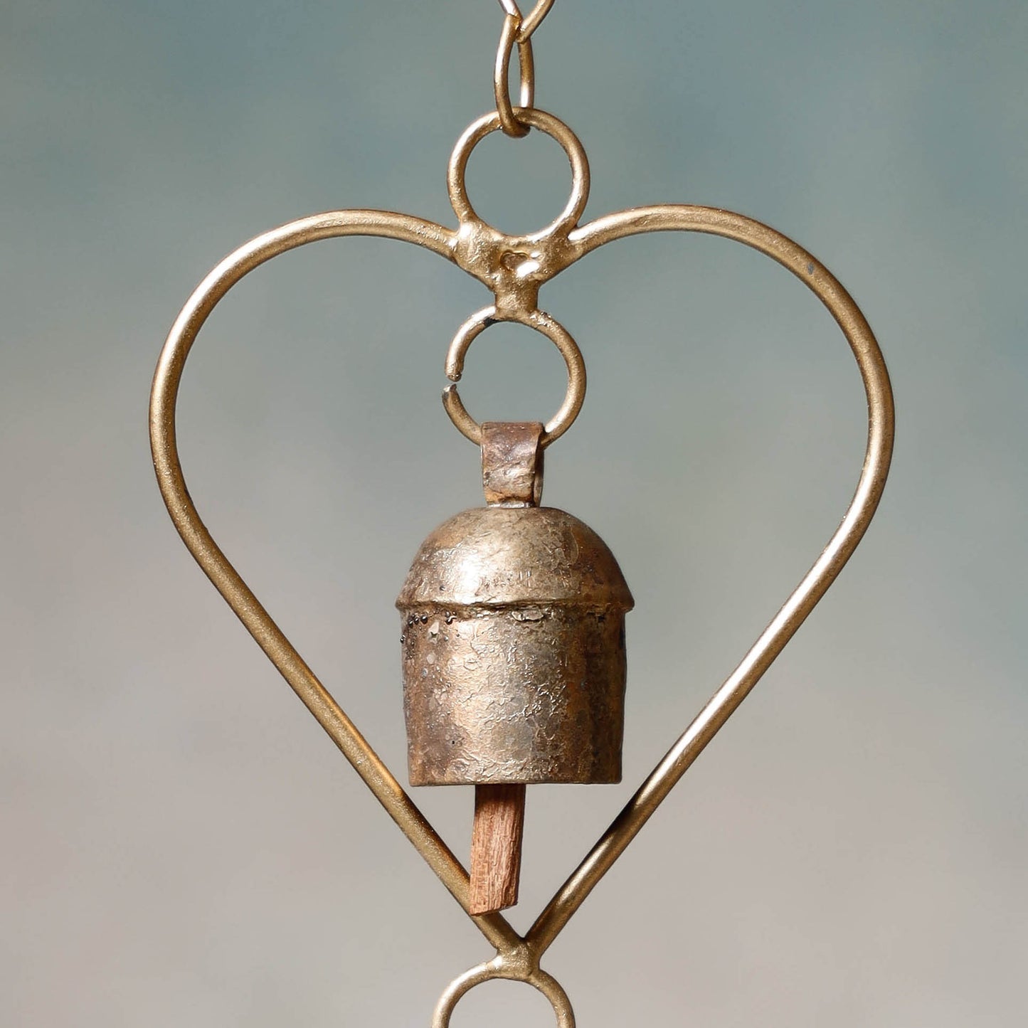 Kutch Copper Coated 2 Bell Heart Chimes