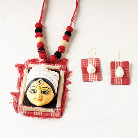  Red Bishnupur Handpainted Terracotta Necklace Set
