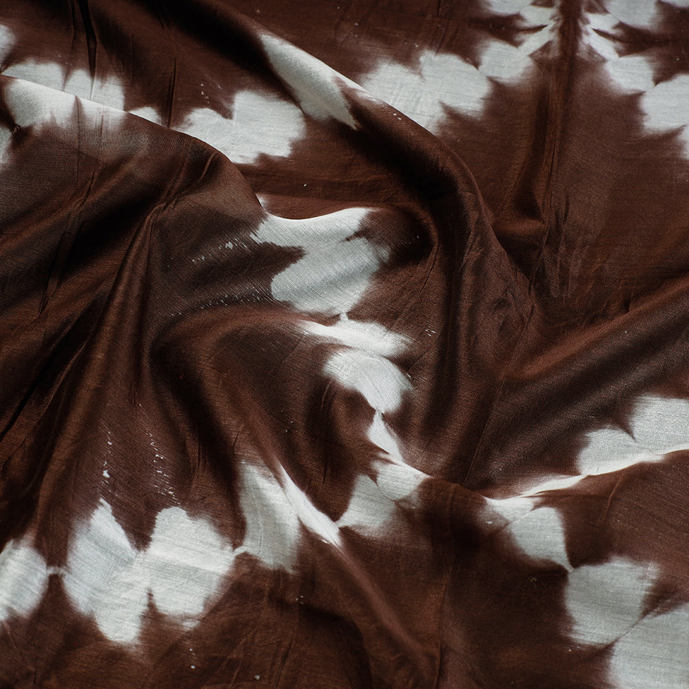 Brown - Shibori Tie-Dye Chanderi Silk Handloom Precut Fabric (1 meter)