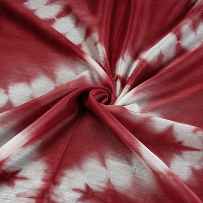 Red - Shibori Tie-Dye Chanderi Silk Handloom Precut Fabric (1 meter)