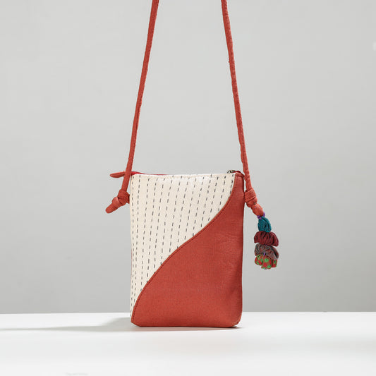 Brown - Hand Embroidered Sling Bag