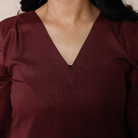  Dark purple Linen Viscose Plain Long Kurta for Women