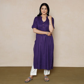  Violet Linen Viscose Plain Long Kurta Online l iTokri.com