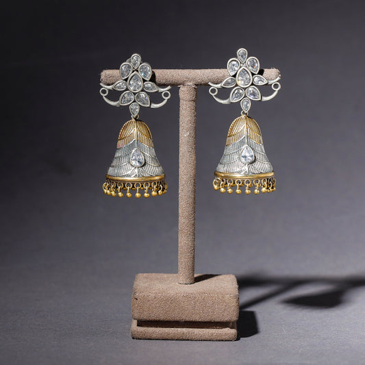 Oxidised Antique Finish Dual Tone Stone GS Jhumki Earrings