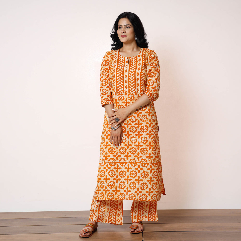 Buy Biba Orange Printed Kurti Palazzo Set With Dupatta for Women Online @  Tata CLiQ