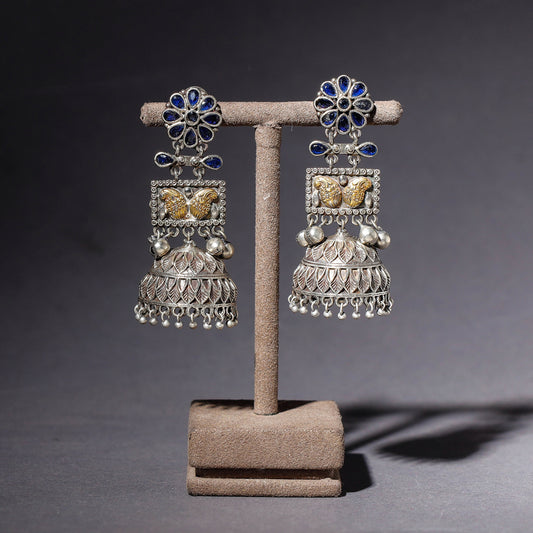 Oxidised Antique Finish Dual Tone Stone GS Jhumki Earrings