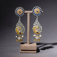 Oxidised Antique Finish Dual Tone Stone GS Earrings