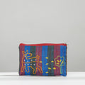 Multicolor Gamcha Fabric Hand Embroidered Cotton Pouch 