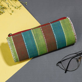 Multicolor Gamcha Fabric Hand Embroidered Spectacle Case